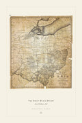 The Great Black Swamp — restored antique historical map on cream. Ohio Natural History Series, Plate No. XV.
